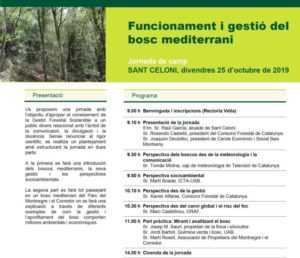 Programa de la Jornada del Bosc Mediterrani Montnegre-Montseny 2019