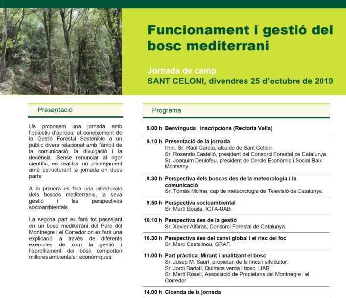 Programa de la Jornada del Bosc Mediterrani Montnegre-Montseny 2019