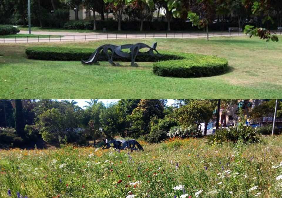 Parc de la Guineueta abans i desp´res d'aplicar tècniques de NBS en el seu tractament