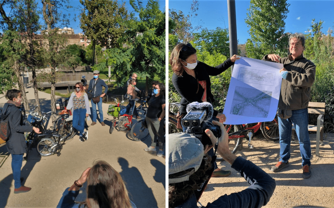 Xavier Mayor i Clara Montaner explicant el projecte de la plaça de les Glòries